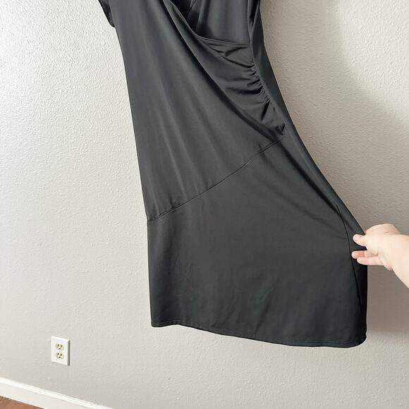 Athleta TALL Nectar Faux Wrap Black Knee Length Dress‎ Women's Size XL TALL - Picture 3 of 13